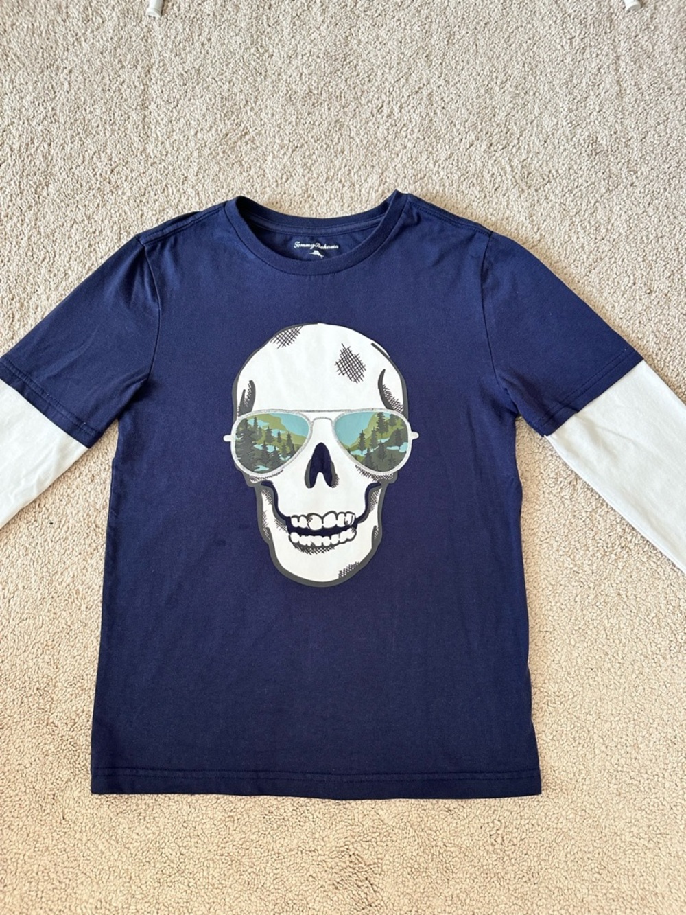 Tommy Bahama Kids Boys Skull Long Sleeve Tee Size Medium